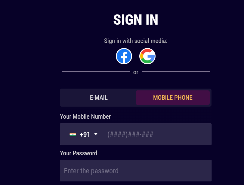 Register by phone at Lopebet Casino India